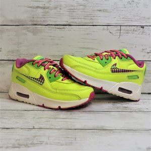 Nike PS Kids Air Max 90 "Volt Fire Pink" Neon Green CW5797-700 size 13C